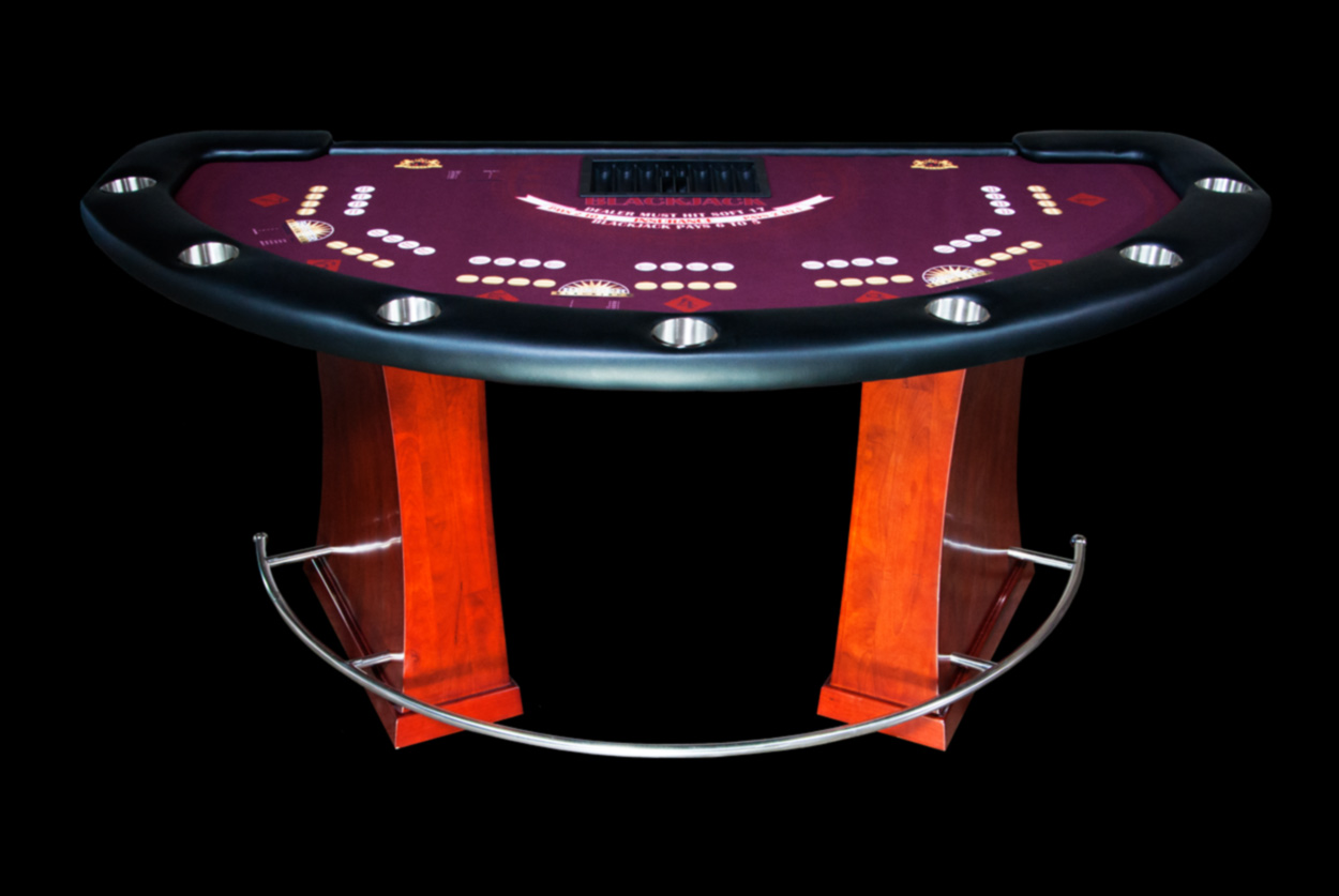 Blackjack table with cards